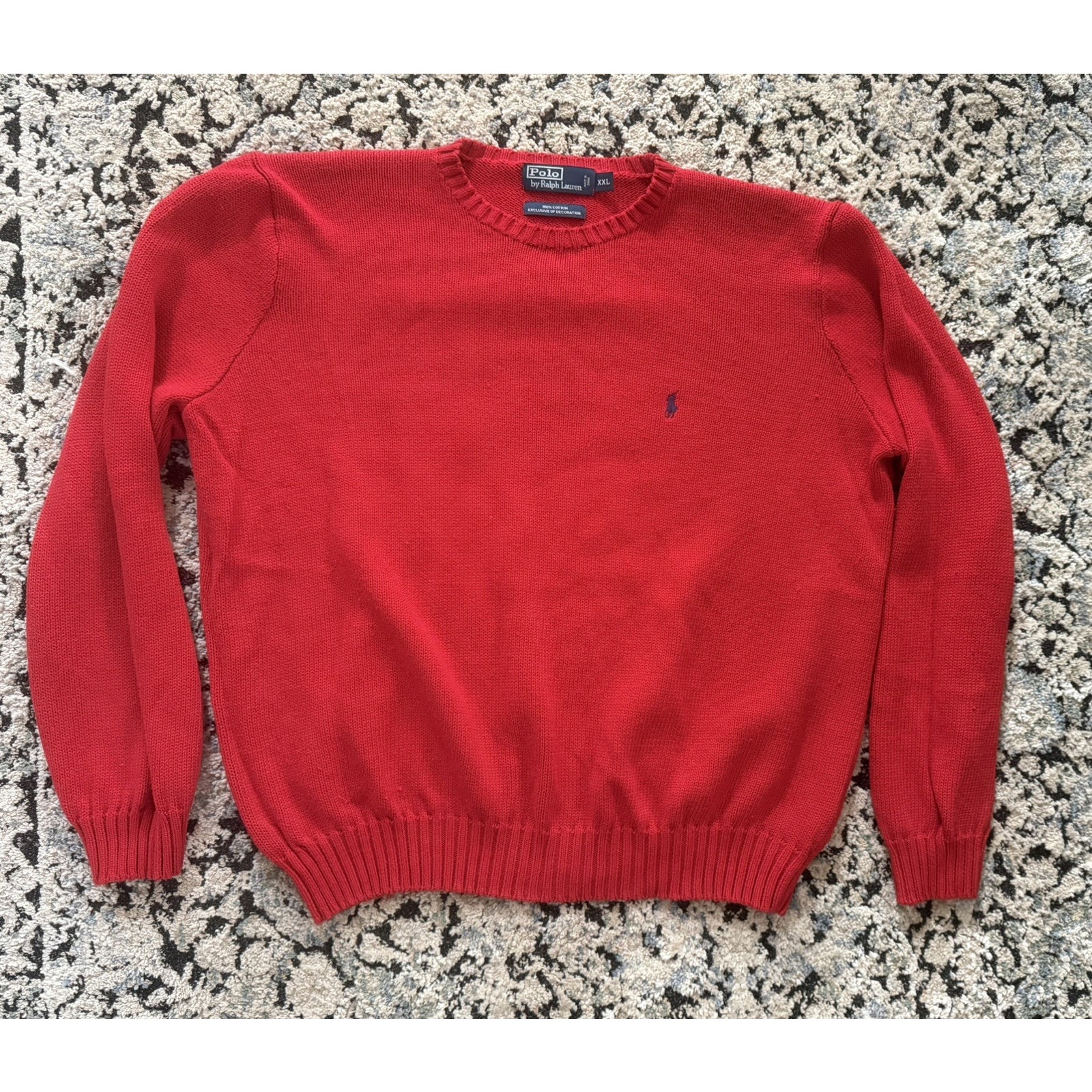Polo By Ralph Lauren Men's Vintage Red Knit Sweater 100% Cotton Size Xxl